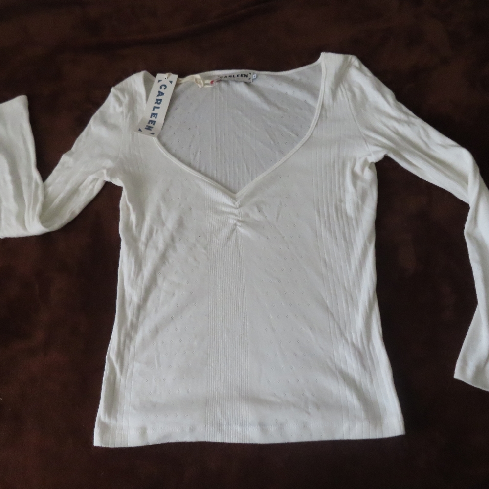 anthropologie carleen long sleeve top shirt Small deadstock cotton